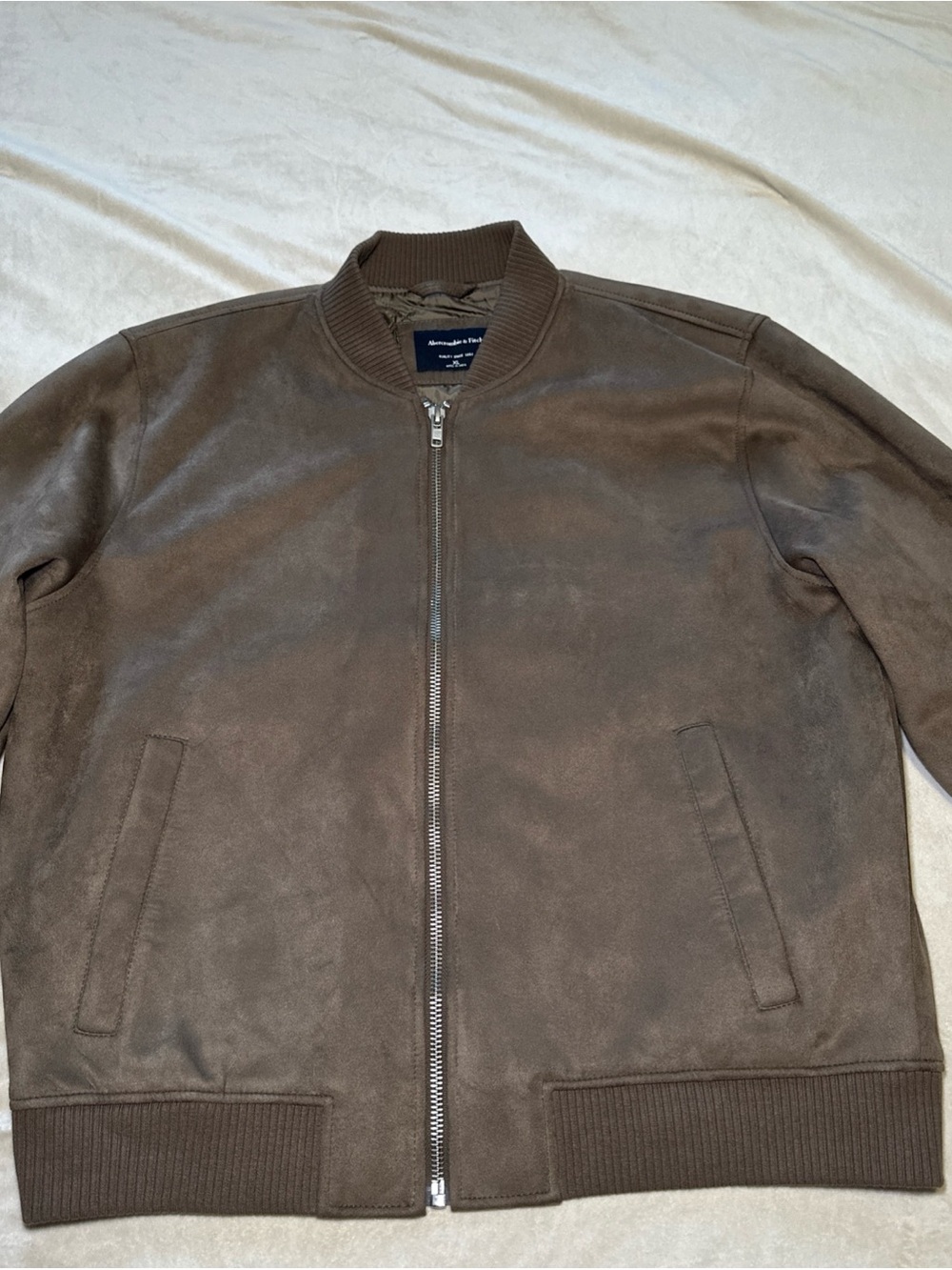 Abercrombie & Fitch Men’s XL Faux (Vegan) Suede Brown Zip Up Bomber Jacket